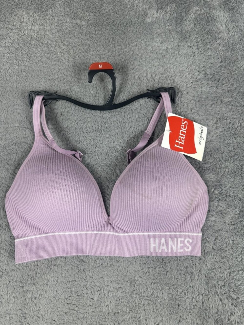 Hanes Women's Seamless Ribbed Triangle Bralette ComfortFlex Fit Medium